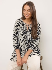 Evans Printed Boho Black Top - Image 1 of 1