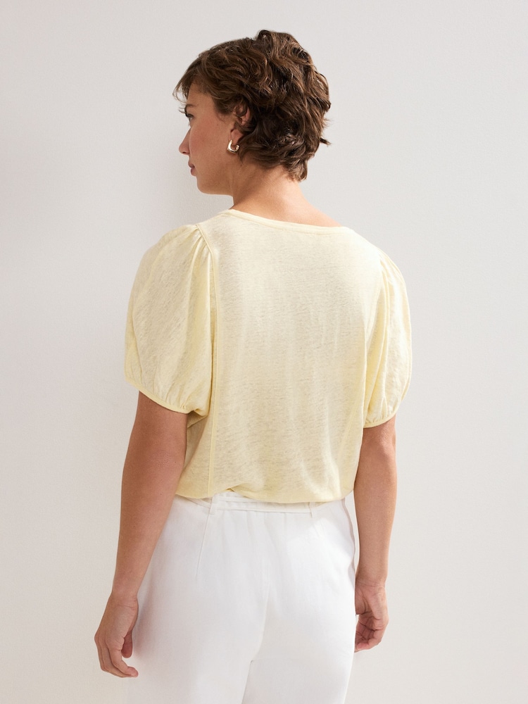 Phase Eight Yellow Arabel 100% Linen Top - Image 2 of 6