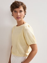 Phase Eight Yellow Arabel 100% Linen Top - Image 4 of 6