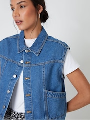 Threadbare Light Blue 100% Cotton Sleeveless Boxy Denim Jacket Vest - Image 4 of 4