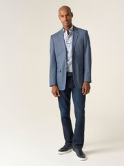Skopes Blue Tailored Fit Doug Check Blazer Jacket - Image 3 of 7