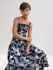 Phase Eight Blue Evalina 100% Cotton Top - Image 4 of 7