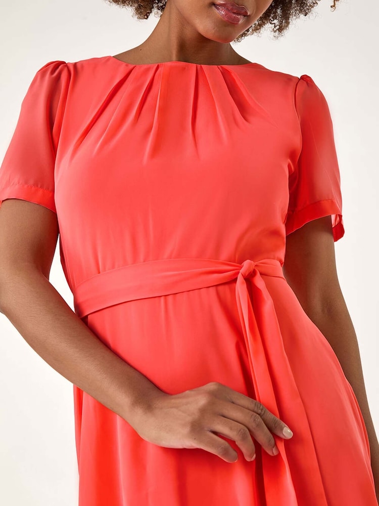 Rosa - Roman Pleated Chiffon Midi Dress - Imagen 5 de 5 Rosa - Roman Pleated Chiffon Midi Dress - Imagen 5 de 5