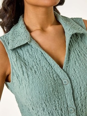 Azul - Roman Textured Sleeveless Buttoned Blouse - Imagen 2 de 5