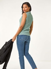 Azul - Roman Textured Sleeveless Buttoned Blouse - Imagen 4 de 5