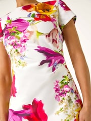 Roman White Floral Scuba Shift Dress - Image 5 of 5