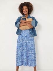 Roman Blue Abstract Crinkle Print A-Line Skirt - Image 1 of 5