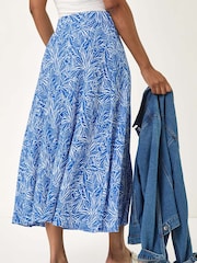 Roman Blue Abstract Crinkle Print A-Line Skirt - Image 3 of 5