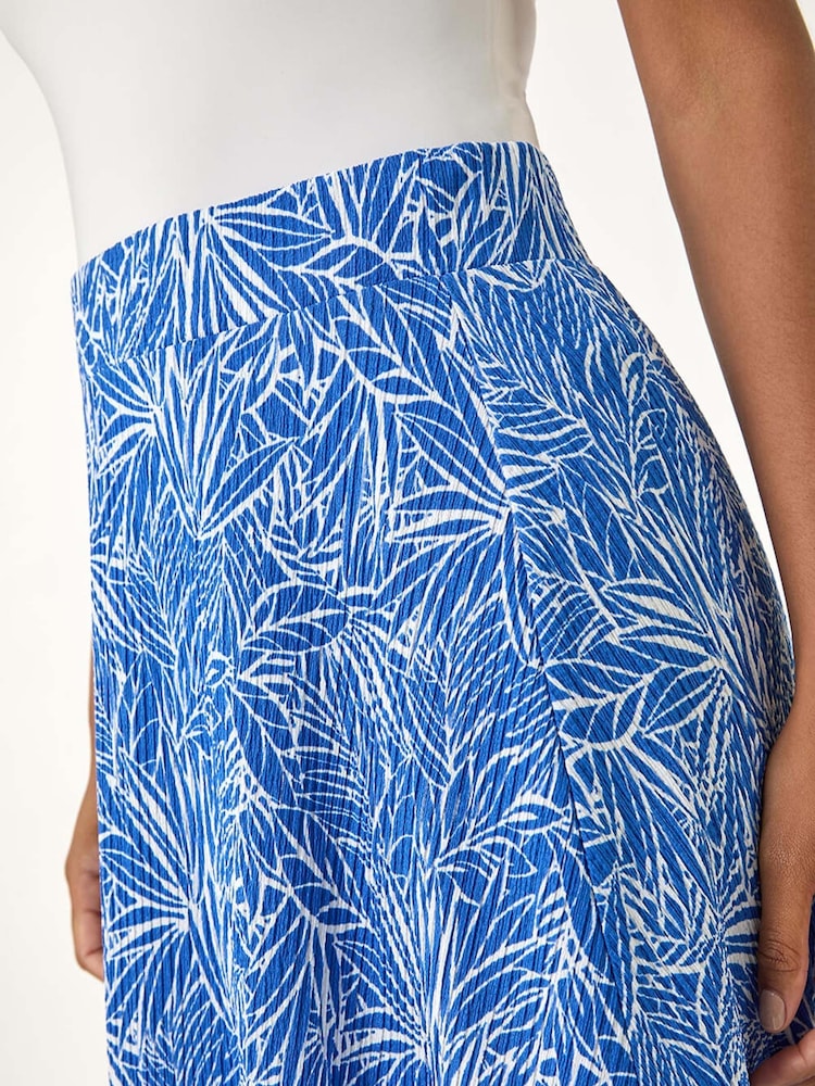 Roman Blue Abstract Crinkle Print A-Line Skirt - Image 5 of 5