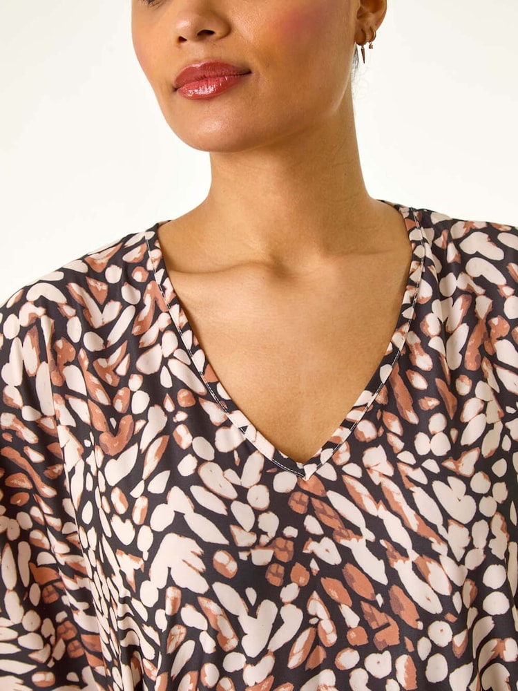 Roman Abstract Print V-Neck Stretch Blouse - Изображение 5 из 5