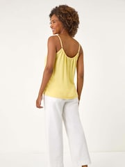 Roman Yellow Gathered V-Neck Stretch Vest Top - Image 2 of 5