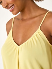 Roman Yellow Gathered V-Neck Stretch Vest Top - Image 5 of 5
