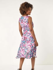 Roman Multi Abstract Print Chiffon Cowl Neck Dress - Image 3 of 5
