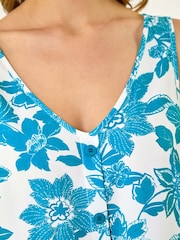 Roman Blue Floral Button Camisole Top - Image 5 of 5
