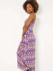 Roman Purple Geometric V-Neck Maxi Dress - Image 1 of 5