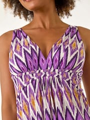 Roman Purple Geometric V-Neck Maxi Dress - Image 5 of 5