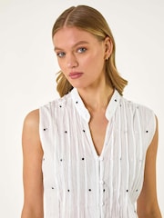 Roman White Embroidered V-Neck Blouse - Image 4 of 5