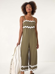 Roman Green Ric Rac Strap Detail Jumpsuit - Image 1 of 5