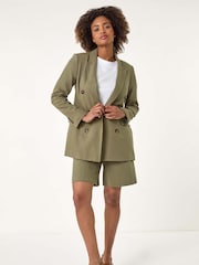 Roman Green Double Breasted Collar & Revere 100% Cotton Jacket - Image 2 of 5