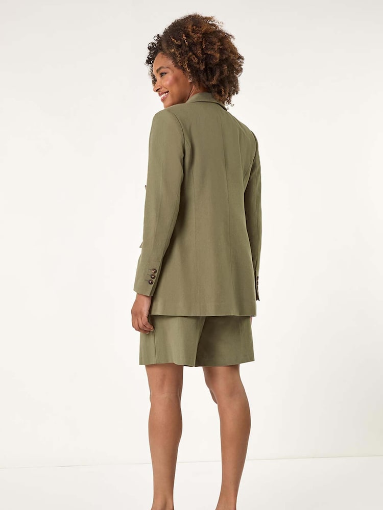 Roman Green Double Breasted Collar & Revere 100% Cotton Jacket - Image 3 of 5
