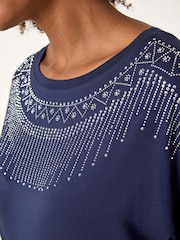 Roman Blue Hotfix Embellished Stretch T-Shirt - Image 5 of 5