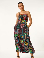 Roman Black Postcard Ric Rac Midi Dress - Image 2 of 5