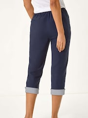 Roman Blue Contrast Stripe Cropped Trousers - Image 3 of 5