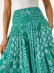 Roman Green Swirl Print Palazzo Wide Leg Trousers - Image 5 of 5