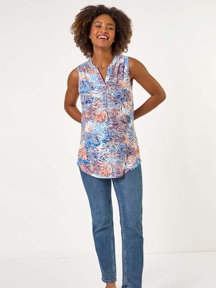 Roman Orange Leaf Burnout Print Vest Top - Image 1 of 5 Roman Orange Leaf Burnout Print Vest Top - Image 1 of 5