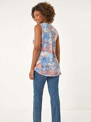 Roman Orange Leaf Burnout Print Vest Top - Image 2 of 5