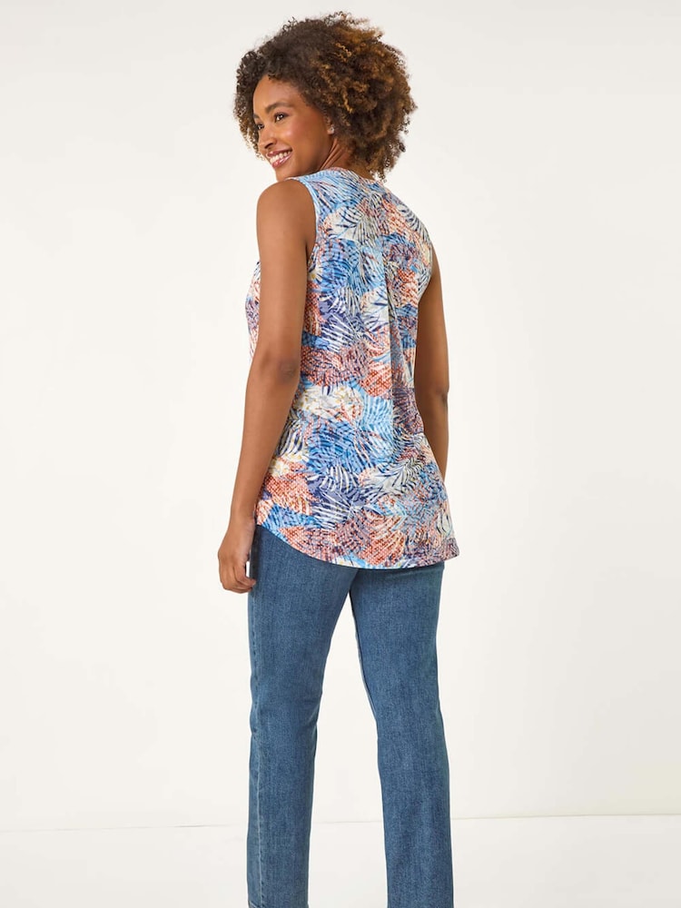 Roman Orange Leaf Burnout Print Vest Top - Image 2 of 5 Roman Orange Leaf Burnout Print Vest Top - Image 2 of 5