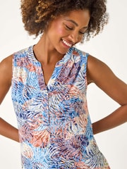 Roman Orange Leaf Burnout Print Vest Top - Image 4 of 5