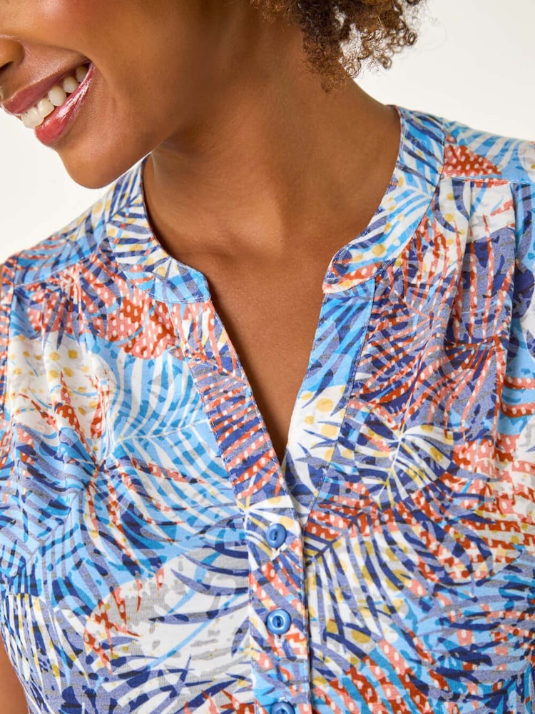 Roman Orange Leaf Burnout Print Vest Top - Image 5 of 5
