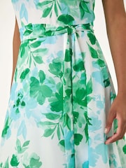 Roman Floral Pleated Neck Midi Dress - Imagen 5 de 5