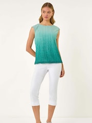 Roman Blue Ombre Plisse Bubble Hem Blouse - Image 2 of 5