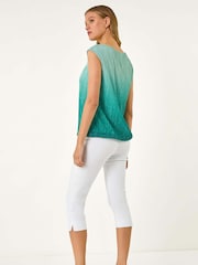 Roman Blue Ombre Plisse Bubble Hem Blouse - Image 3 of 5