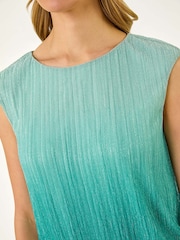 Roman Blue Ombre Plisse Bubble Hem Blouse - Image 5 of 5