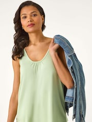 Roman Green Plain V-Neck Stretch Jersey Vest Top - Image 1 of 5