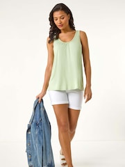 Roman Green Plain V-Neck Stretch Jersey Vest Top - Image 2 of 5