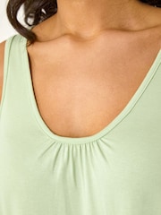 Roman Green Plain V-Neck Stretch Jersey Vest Top - Image 5 of 5