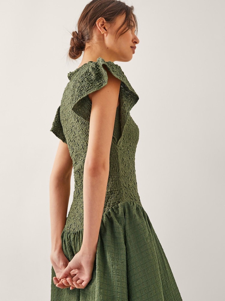 Monsoon Green Dee Drop Waist Midi Dress - Image 2 of 5