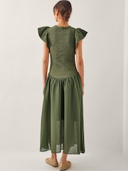 Monsoon Green Dee Drop Waist Midi Dress - Image 3 of 5
