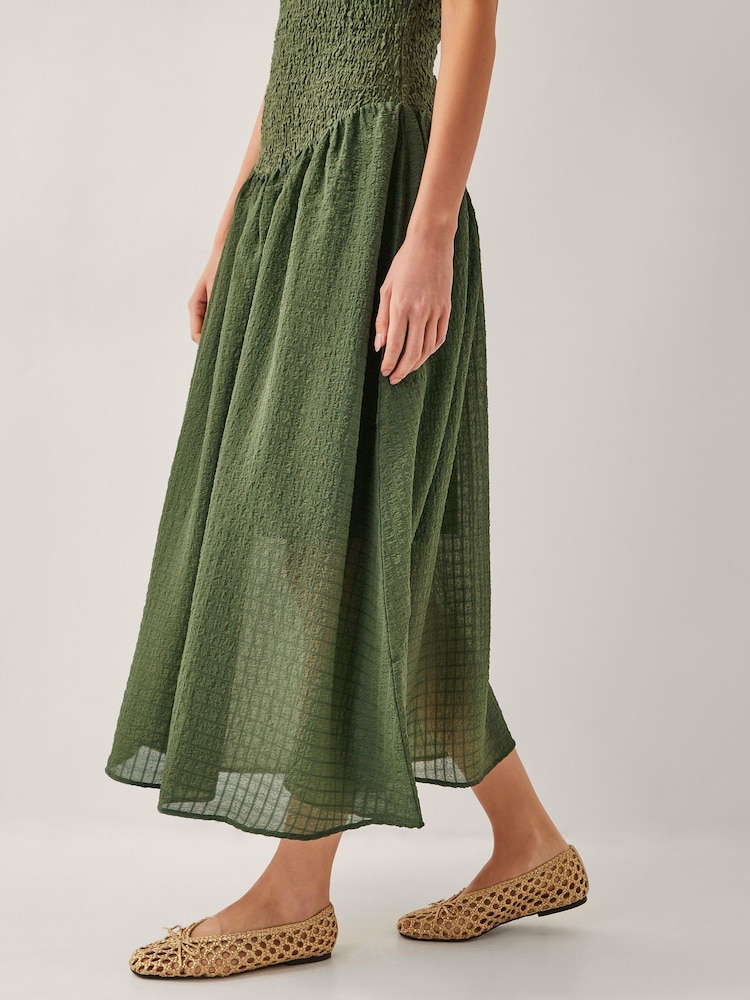 Buy Monsoon Green Dee Drop Waist Midi Dress from Next Canada