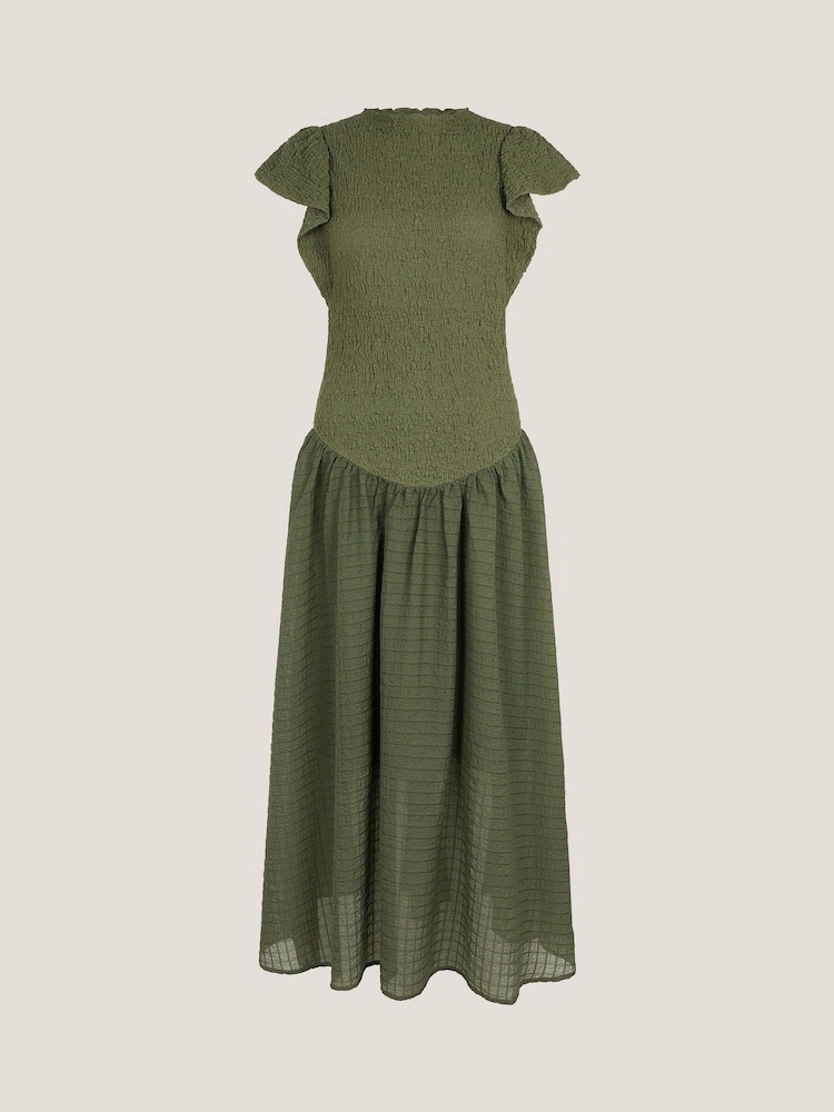Monsoon Green Dee Drop Waist Midi Dress - Image 5 of 5