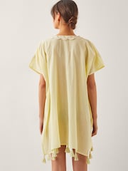 Monsoon Yellow 100% Cotton Suzie Tassel Kaftan Cover-Up - Image 3 of 5