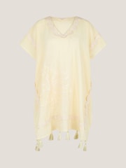 Monsoon Yellow 100% Cotton Suzie Tassel Kaftan Cover-Up - Image 5 of 5