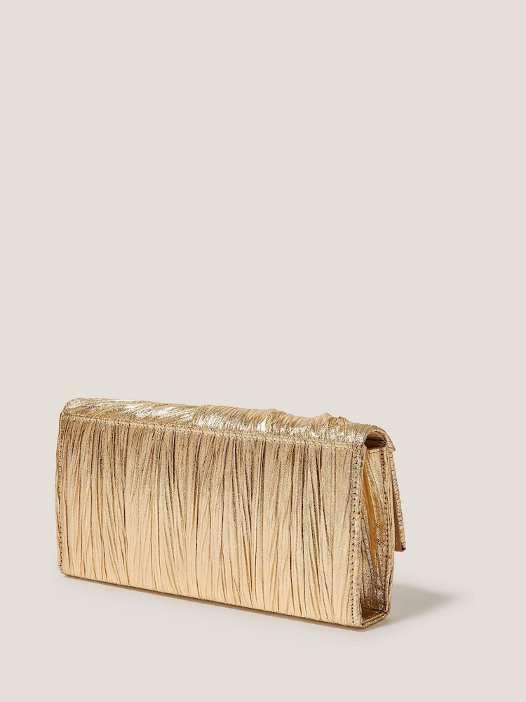 Monsoon Natural Mia Pleated Metallic Clutch Bag - Image 2 of 4