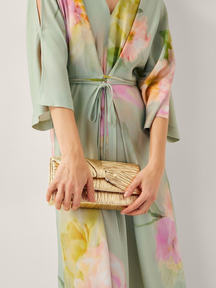 Monsoon Natural Mia Pleated Metallic Clutch Bag - Image 4 of 4