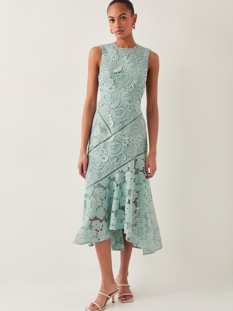 Monsoon Green Gianna Sleeveless Lace Midi Dress - Image 1 of 5 Monsoon Green Gianna Sleeveless Lace Midi Dress - Image 1 of 5