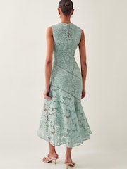 Monsoon Green Gianna Sleeveless Lace Midi Dress - Image 3 of 5